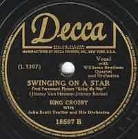 Swinging on a Star ----- Bing Crosby ----- 
"Swinging on a Star" ist ein Lied aus dem Jahr 1944, gesungen u.a. von Bing Crosby.<br>
Das Lied wurde in dem Film "Der Weg zum Glück" (1944) gespielt, später auch in der TV-Serie "Mein Vater ist ein Ausserirdischer" (1987 bis 1991).<br>
"Swinging on a Star" wurde bei der Oscarverleihung 1945 in der Kategorie Bester Song ausgezeichnet.<br>
Von diesem Lied gibt es etliche Coverversionen, u.a. von Frank Sinatra, Graham Bonney, The Rattles und Glenn Miller.<br>
