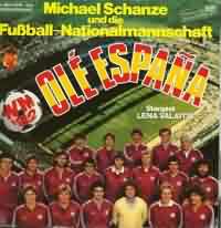 Ole Espana ----- Michael Schanze ----- 
"Ole Espana" hat Michael Schanze mit der Deutschen Fussballnationalmannschaft diesen Titel extra für die damalige Weltmeisterschaft in Spanien aufgenommen.<br>
Das Lied hielt sich insgesamt 16 Wochen in den Charts, erreichte dort den 10 Platz.<br>
Dieses Lied wurde zudem mit der Goldenen Schallplatte ausgezeichnet.<br>
